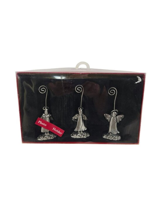 St. Nicholas Square Other - St Nicholas Square Angel Photo Holder Pewter Rhinestone Accent Set Of 3 Holiday